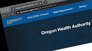Screenshot of the Oregon Health Authority's coronavirus webpage