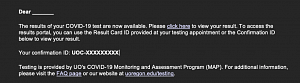 Access results sample email screenshot